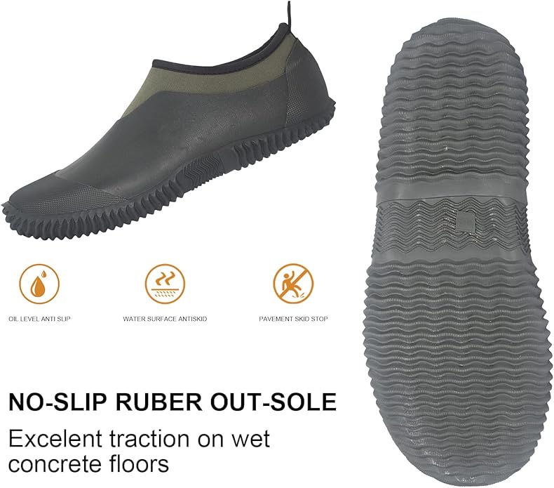 SWIFTFROG Men’s Garden Boots - Unisex Waterproof Ankle Slip-On Footwear Rubber Rain Boots for Men Women Outdoor,Camping,Gardening