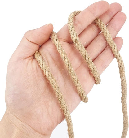 Leecogo 1/4 inch(6mm) Jute Rope, 164 Feet Heavy Duty and Thick Twine Rope for Cat Scratcher Post Tree,Gardening, Crafting, Packing, Bundling and Home Decor