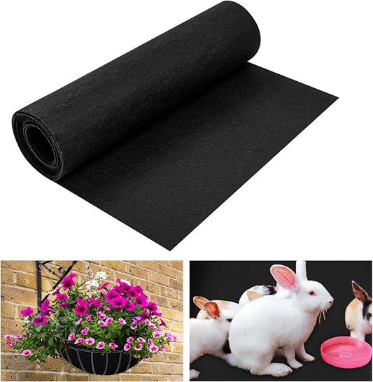12 x 40 Inch Felt Planter Liner Roll Non-Woven Fabric Coconut Basket Liner Alternative Plant Liner Roll Black Coco Liners Roll Replacement Easy to Cut for Planter Hanging Flower Basket Window Box