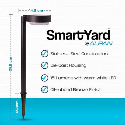Solar Pathway Light Outdoor (Warm White) - 4 Pack - with Integrated Solar Panel, Weather-Resistant Die-Cast Aluminum, LED Path Light for Garden, Yard, or Patio – Easy Stake Installation, Outdoor Use