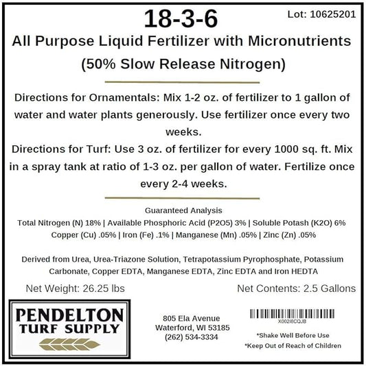 Pendelton Turf Supply 18-3-6 Liquid Fertilizer (50% SRN & Micronutrients) (2.5 Gallons)