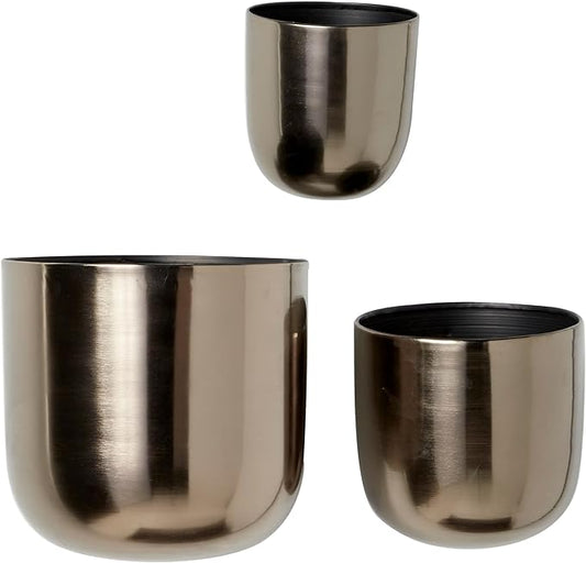 Deco 79 Metal Indoor Outdoor Wall Planter Indoor Outdoor Floating Hanging Planter, Set of 3 Plant Hanger 9", 7", 6"H, Black