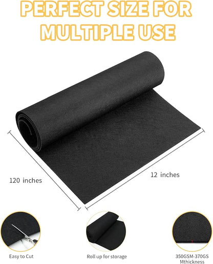 12x122 Inch Black Felt Planter Liner Roll, Non-Woven Hanging Basket Liners Coco Coir Alternative Breathable Outdoor Planter Liner Window Box Liners for Metal Basket Flower Pot Raised Garden Bed