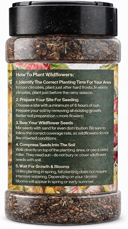 Wildflower Seed Shaker – Awesome Annual Mix by GevaGrow - 2 Ounce Shaker