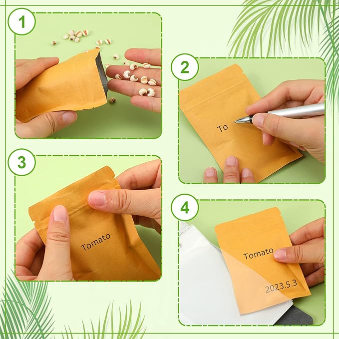 Black Garden Seed Organization Binder - 80 Resealable Sealing Envelopes for Seed Saving & Collecting