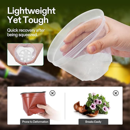 VIVOSUN 80 Packs 3/4/5/6 Inch Clear Nursery Pots with Drainage Holes, Reinforced Plastic Seedling Pots for Plants, Flowers, Cuttings, and Succulents, 40 pcs Plant Labels
