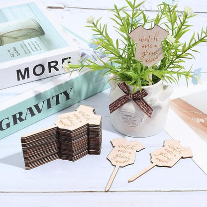 GORGECRAFT 30Pcs Watch Me Grow Plant Tags Succulent Labels Clothes Wooden Plant Stakes Gift Nursery Garden Marker Sign for Seed Potted Flower Herbs Teacher Appreciation Xmas Thanksgiving Supplies