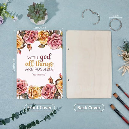 SUPERDANT With God All Things Are Possible Greeting Card Holder Organizer Wooden Card Keeper Binder Planning Book Birthday Cards Keeper Photo Album Graduation Wedding Planner Journal Keepsake Gift