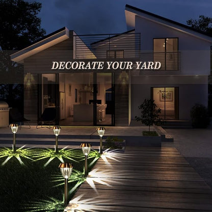 Solar Pathway Lights Outdoor Waterproof, 6 Pack Solar Outdoor Lights Bright Up to 12 Hrs, 15 Lumens Garden Light LED Landscape Lighting Stainless Steel Walkway Light, Cold White