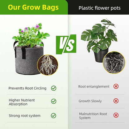 5 Gallon Grow Bags 5 Pack Heavy Duty Fabric Pots for Plants Outdoor, Potato Boxes, Garden Deals, Large Planters for Vegetables Tomatoes Flower Nursery Pots, Gardening Supplies, Planter Pot