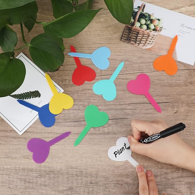 100 pcs Plastic Plant Labels, Thick Garden Labels Plant Tags Seeding Labels, Garden Marker Vegetable Gardening Tag Seed Stake Tag for Outdoor Indoor Potted Plants with Permanent Marking Pen