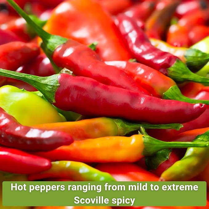 Sow Right Seeds - Hot Pepper Seed Collection for Planting - Includes Orange Habanero, Ghost, Thai, Cayenne, Tabasco, Scotch Bonnet - Non-GMO Heirloom Varieties to Plant a Home Vegetable Garden