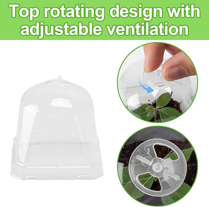 EBaokuup 30PCS Clear Plant Nursery Pots with Humidity Dome - 3" Durable Plastic Gardening Pot with Labels, Small Plant Container for Seedlings/Vegetables/Succulents/Cuttings