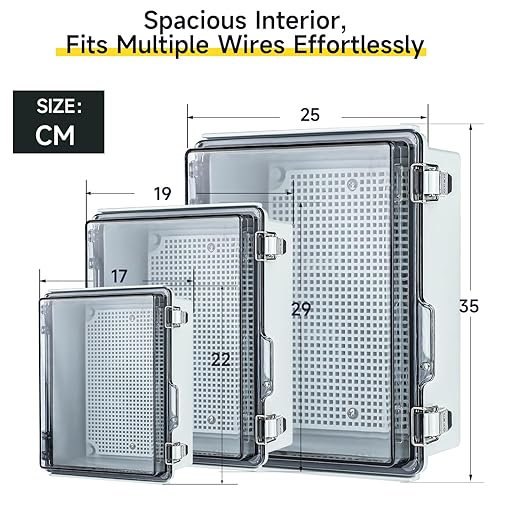 Waterproof Electrical Junction Box，IP67 Waterproof Clear ABS Plastic Enclosure Boxes for Outdoor Network Enclosure with Hinged Cover, Mounting Plate, Wall Brackets, Cable Glands (11.4"x7.5"x5.5")