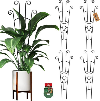 32.6in Plant Trellis for Climbing Plants Indoor, Expandable Large Metal Trellis for Potted Plants, Heavy-Duty Tall Pothos Plant Climber Support for Ivy Pothos Hoya Monstera, 4P