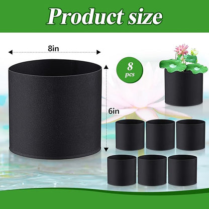 Norme 8 Pcs Aquatic Plant Pots for Pond, Pond Plant Baskets Heavy Duty Fabric Pots for Garden, Aquatic Plants, Bog Plants, Water Lily, Lotus, Flower(8 x 6 Inch)