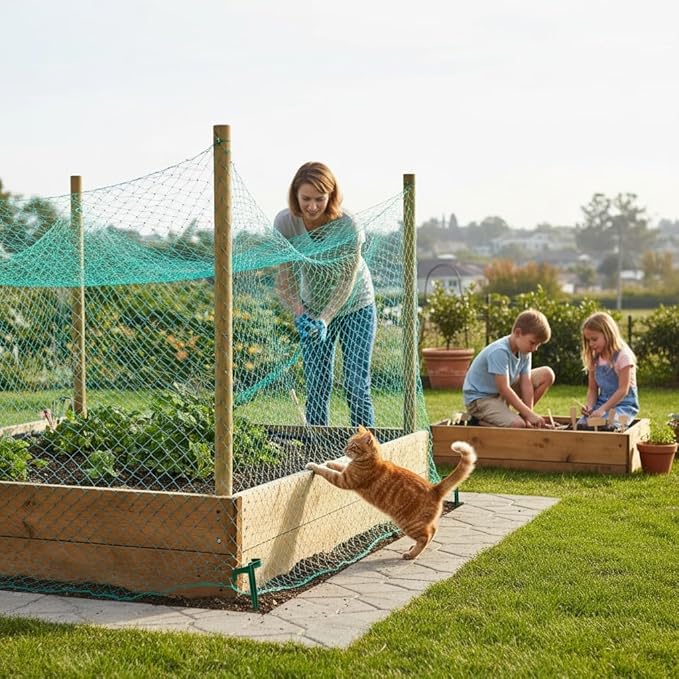 Garden Netting, 25' x 50' Heavy Duty Bird Netting Deer Fence Net, 1.6" Mesh Poultry Netting for Chicken Coop, Run & Garden, Protect Fruit Trees, Vegetables from Birds, Deer, Squirrels
