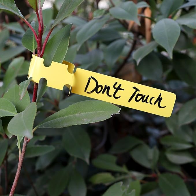 200 Pcs Plant Labels Tags, Plastic Markers Tree Tags for Outdoor, Waterproof Warp Around Hanging Name Tags for Nursery Garden (Yellow)
