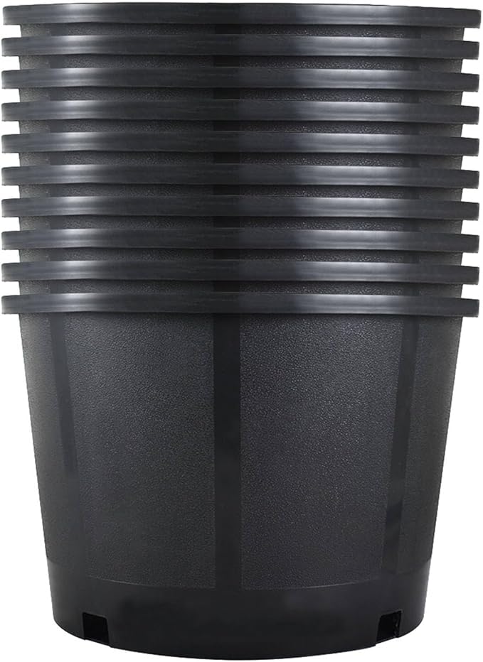 Short 5 Gallon Pot for Plants, Sturdy Plastic Planter Pots with Drainage Holes, Large Plastic Planters, for Seedlings, Succulents
