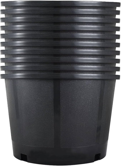Short 5 Gallon Pot for Plants, Sturdy Plastic Planter Pots with Drainage Holes, Large Plastic Planters, for Seedlings, Succulents