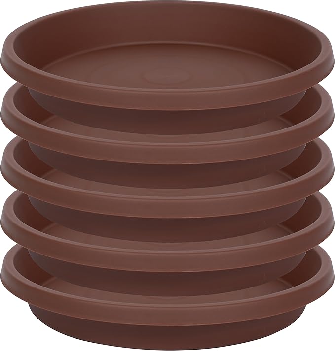 Thick Plastic Plant Saucer 12 Inch Round Pack of 5 Reusable Drip Trays for Indoor Outdoor Plants