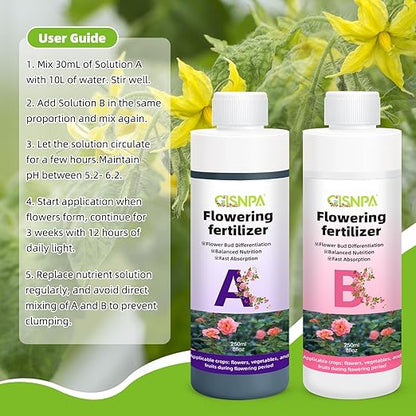 A&B Plant Fertilizer, 250ML Hydroponics Nutrients & Potting Soil Food - Easy-Mix Liquid Plant Food for Healthier, Lush Potted Houseplants, Herbs, and Hydroponics Growing System