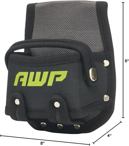 AWP Tape Measure Pouch with Metal Belt Clip and Tunnel Loop, Tool Belt Accessory