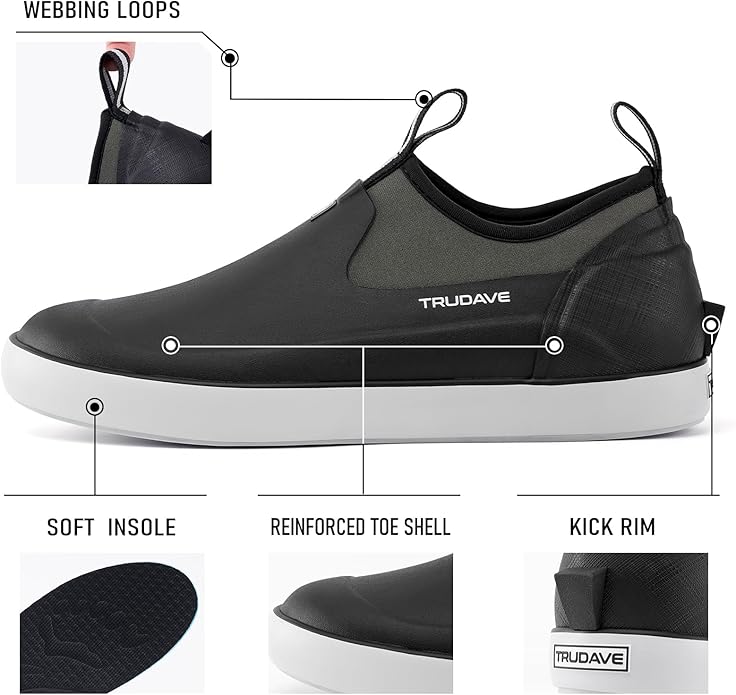 Trudave Deck Shoes for Men, Waterproof Fishing Shoe Anti-Slip Ankle Rain Shoe for Men, Yard Garden Shoes for Farming & Outdoor Work