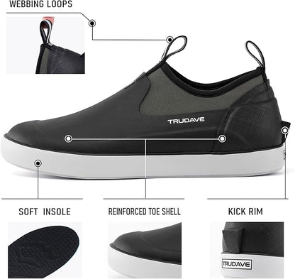 Trudave Deck Shoes for Men, Waterproof Fishing Shoe Anti-Slip Ankle Rain Shoe for Men, Yard Garden Shoes for Farming & Outdoor Work