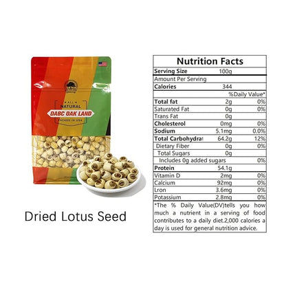 DABC OAK LAND Natural 2LB Dried Lotus Seeds 莲子干, Dried White Lotus Seeds Lian ZI, Rich In Methionine for Health, 白蓮子 for Herbal Tea Cooking Porridge and Soup Raw Material 2 X 16OZ Bags