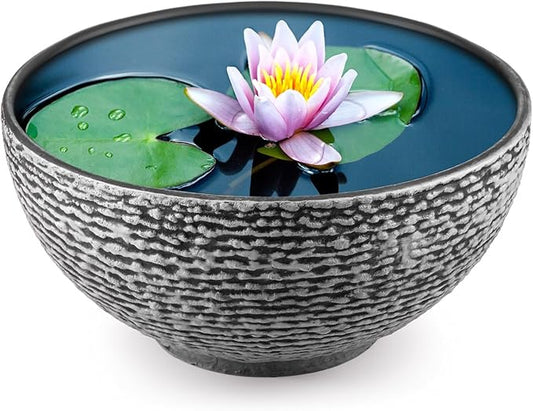 1 Pack Water Lily Planter Bowl, 15.6 Inch Large Lotus Flower Bowl Fit Hydroponic Succulent Planter Water Plant Container for Indoor Outdoor Garden Balcony Patio Fish Pond Bird Bath (Gray)