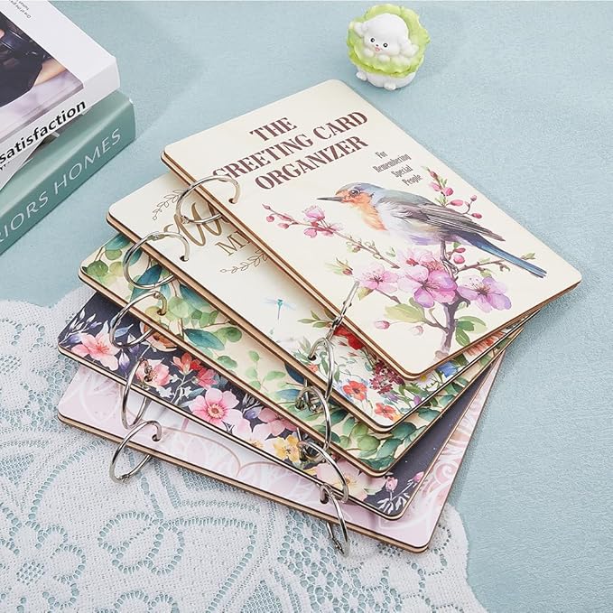 SUPERDANT Wonderful Memories Greeting Card Organizer Wedding Gift Card Holder Cards Keeper Storage Keepsake Book Binder Birthday Post Cards Photo Album Holder with Punch and 20pcs Inner Pockets