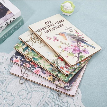 SUPERDANT Wonderful Memories Greeting Card Organizer Wedding Gift Card Holder Cards Keeper Storage Keepsake Book Binder Birthday Post Cards Photo Album Holder with Punch and 20pcs Inner Pockets