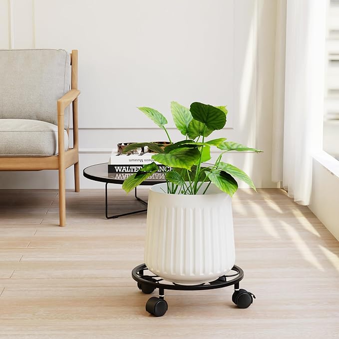 2 Pack Rolling Plant Stands with Wheels - 10.24" Plant Caddy, 360 °Rotatable and Lockable Plant Rollers, 80LB Weight Capacity, Plant Tray with Casters for Indoor Outdoor Wine Cellar.