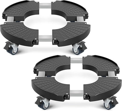 sanyi Plant Caddy with Wheels, 2 Pack 8-21" Adjustable Rolling Plant Stands with Wheels Heavy Duty Large Plant Potted Trolley Dolly Cart Garden Tower Pot Greenstalk Vertical Planter Umbrella Base