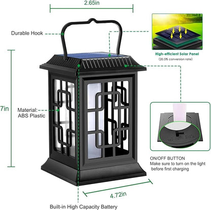 Solar Lanterns Outdoor Waterproof Hanging Lanterns Garden Solar Powered Flame Lights LED for Patio Pathway Deck Yard (4pack)
