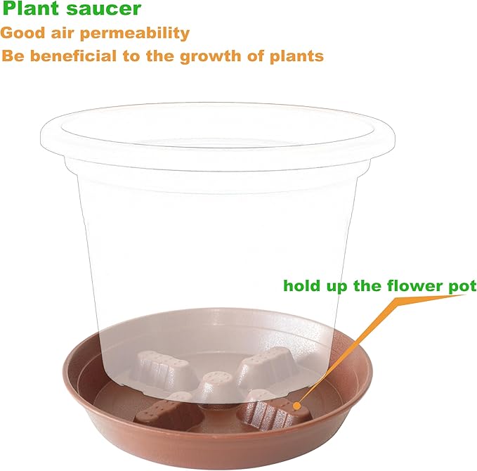 4 Pack Plant Saucer 10 inch, 8 12 14 17 inch, Plant Stand Plastic Plant Saucers for Indoors Outdoor, Heavy Duty Flower Plant Risers for Inside Pots, Pot Saucers for Plants, Grow Bags Saucers