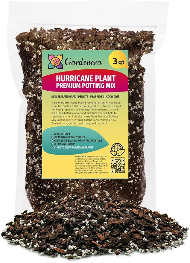 GARDENERA Hurricane Plant Potting Soil - Promotes Optimal Drainage and Aeration for Vibrant Foliage - 3 Quart