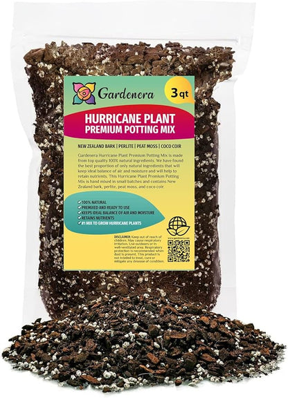 GARDENERA Hurricane Plant Potting Soil - Promotes Optimal Drainage and Aeration for Vibrant Foliage - 3 Quart