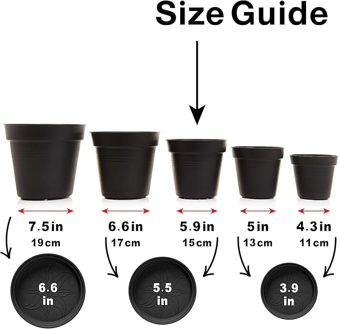 Mintra Home Garden Pots 4pk - Flowers, Herbs, Plants, Indoor, Outdoor, Colorful, Wholesale, Bulk (Light Green, 15cm Diameter (5.9in))