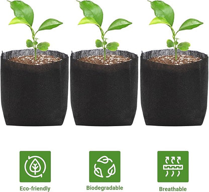 GREANER Plant Grow Bags 6.7x5.7 Inch, Non-Woven Biodegradable Plant Grow Bags for Planting, Fabric Seedling Starter Bags for Vegetable, Flower, Fruit, Saplings Tree, Home Garden Supply