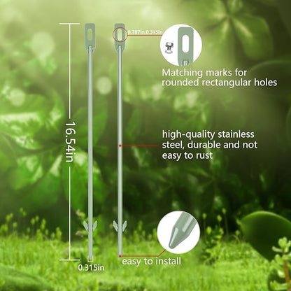 2 Pack Yard Sign Stakes Metal, 16.5 Inch Long Green Paint Stakes Durable Waterproof Windproof for Corrugated Plastic Signs Yard Sign Holder, Hardware Included