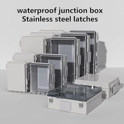 ABS Electrical Junction Box, Ventilated Design, Cable Grommets, IP65 Waterproof Enclosure, Indoor/Outdoor Use with Mounting Panel (Clear Cover, 19.7"x15.7"x7.9")