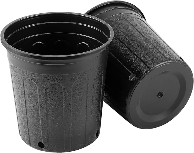 HAKZEON 25 Packs 1 Gallon Nursery Trade Pots, Black Plastic Plant Nursery Pots Round Planter Nursery Pot for Plants Flowers, Succulents, Vegetables, Seedling