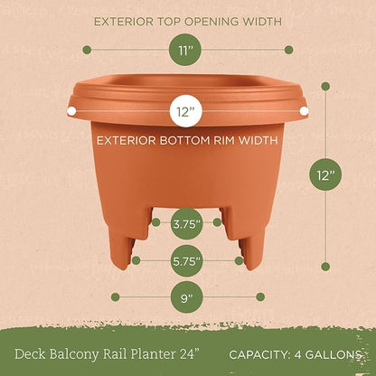Bloem Deck Balcony Rail Planter: 24" - Terra Cotta