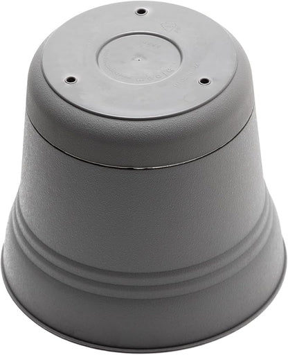 Bloem Saturn 14" Charcoal Round Resin Planter Pot with Snap-in Saucer for Indoor and Outdoor Gardening