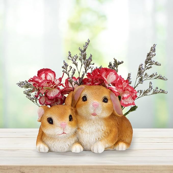 Bunny Pot, Small Succulent Pots with Drainage, Cute Bunny Resin Succulent Planter Pots, Bunny Decor Planter Tiny Animal Planter Flower Pot for Plants Flower Cactus Garden Indoor Outdoor