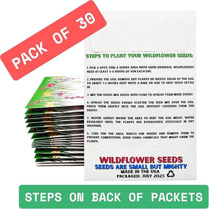 Wildflower Seed Packets Thank You Bunches Party Favors (Pack of 20) - Express Gratitude Prefilled with Wildflower Seed Mix, Great Addition or Alternative to Thank You Cards (Pink Bees)