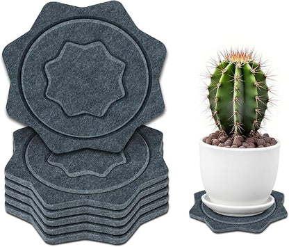 BXI Felt Plant Saucer Mat - 6 Pcs 6 Inch Water Absorbent Planter Coaster, Thick Flower Pot Saucer Pad, Planting Drip Tray for Indoors, Fabric Protective Plate for Tabletop and Floor Surface