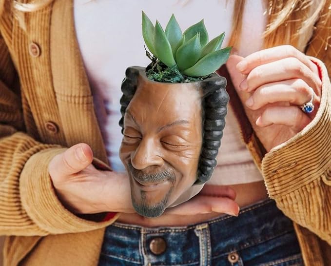 Funny Celebrity Face Planter Pot,Rapper Man Face Succulent Flower Pot,Old Man Head Planter Plant Pots for Indoor Outdoor Plants,Halloween Décor